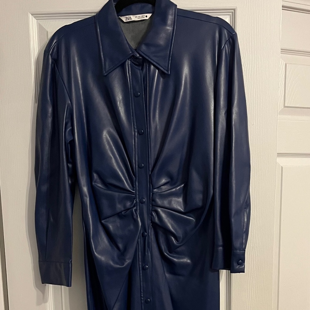 Zara Faux Leather Midi Dress